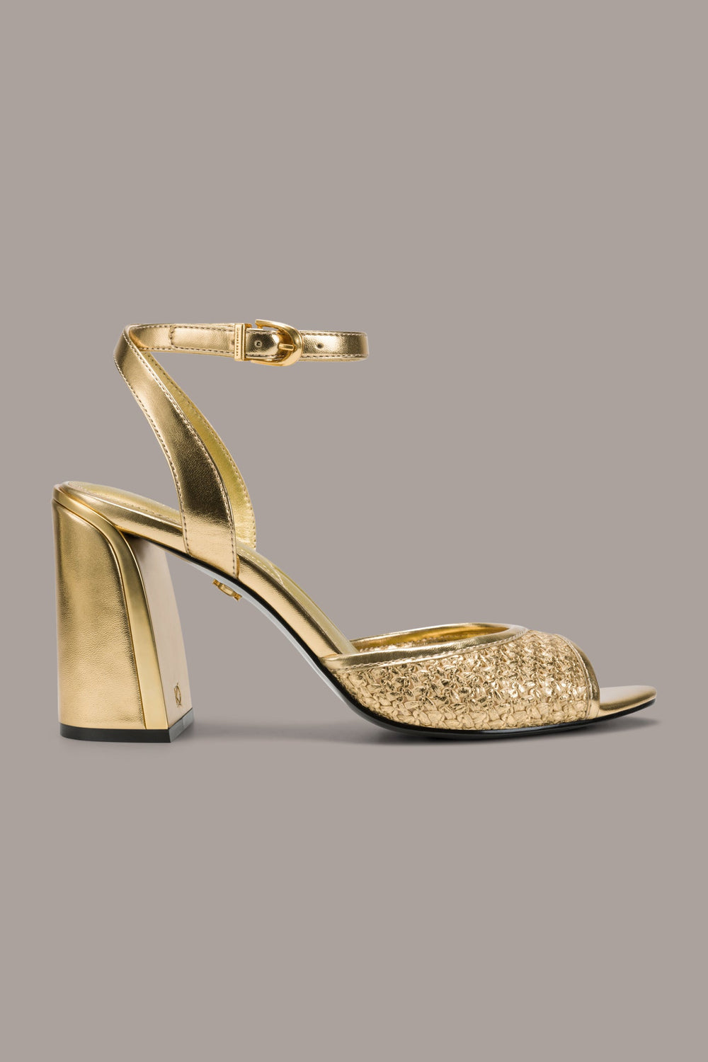 Donna Karan | SINCLAIR METALLIC RAFFIA ANKLE-STRAP SANDAL