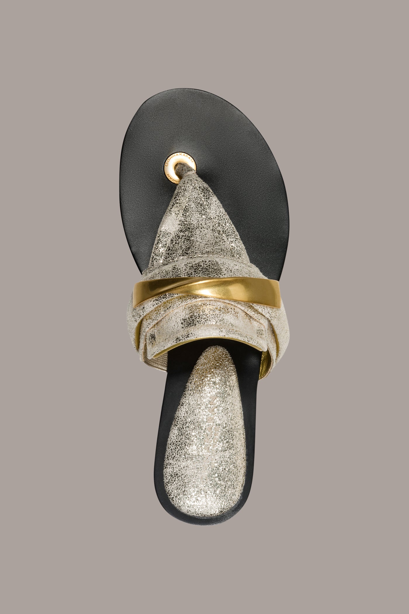 Donna Karan | VELVET METALLIC THONG SANDAL