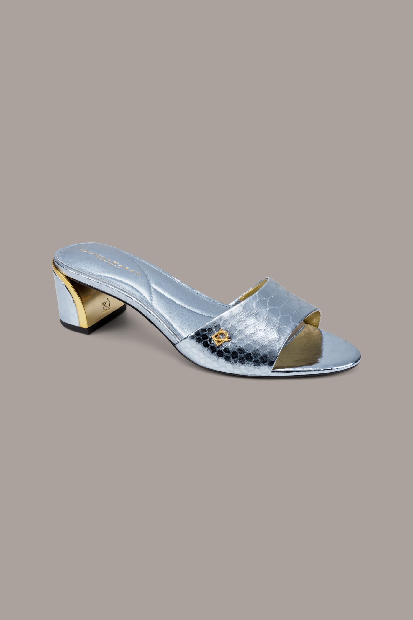 Donna Karan | SANGRIA METALLIC SNAKE-PRINT MULE SANDAL