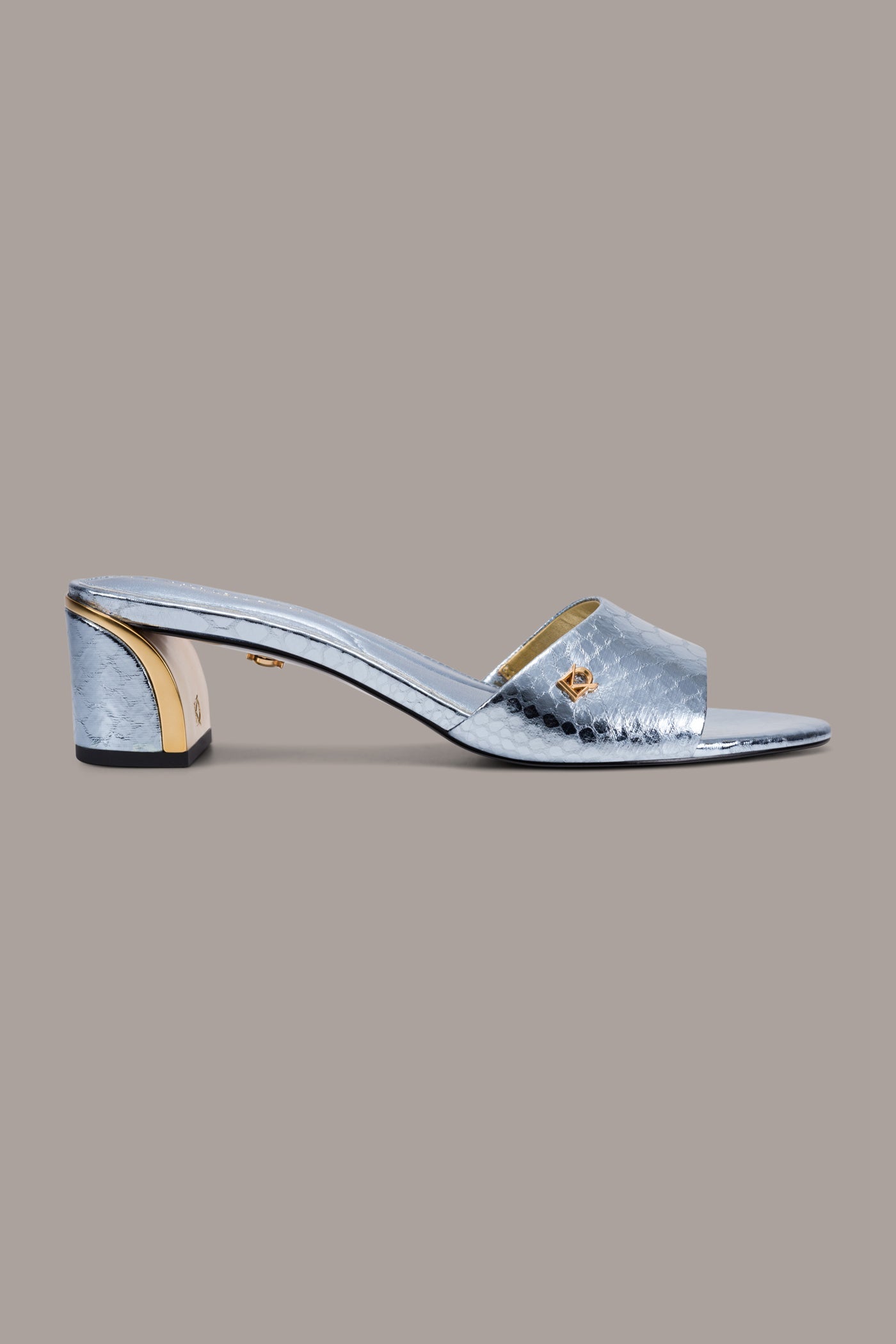 Donna Karan | SANGRIA METALLIC SNAKE-PRINT MULE SANDAL