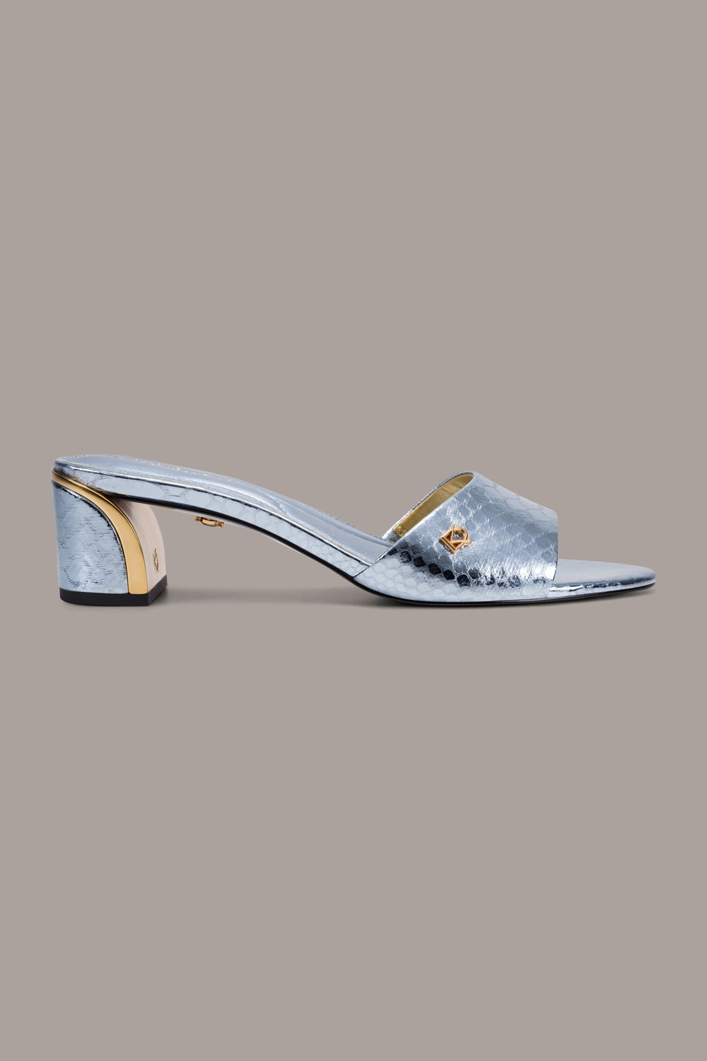 Donna Karan | SANGRIA METALLIC SNAKE-PRINT MULE SANDAL