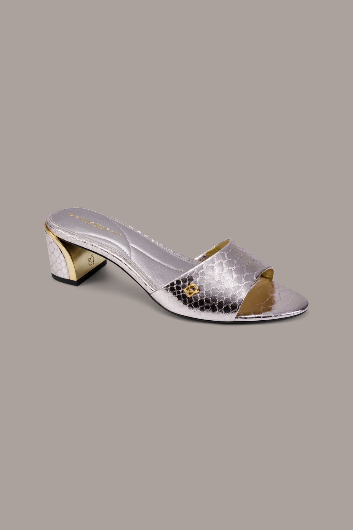 Donna Karan | SANGRIA METALLIC SNAKE-PRINT MULE SANDAL