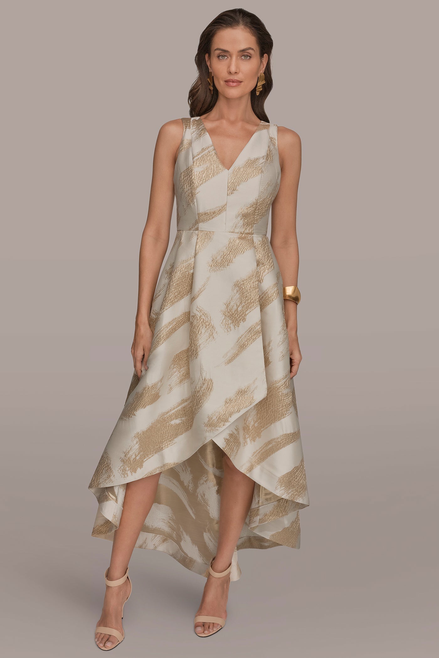 Donna Karan | BRUSHSTROKE JACQUARD HIGH-LOW BALL GOWN