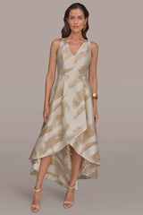 Donna Karan | BRUSHSTROKE JACQUARD HIGH-LOW BALL GOWN