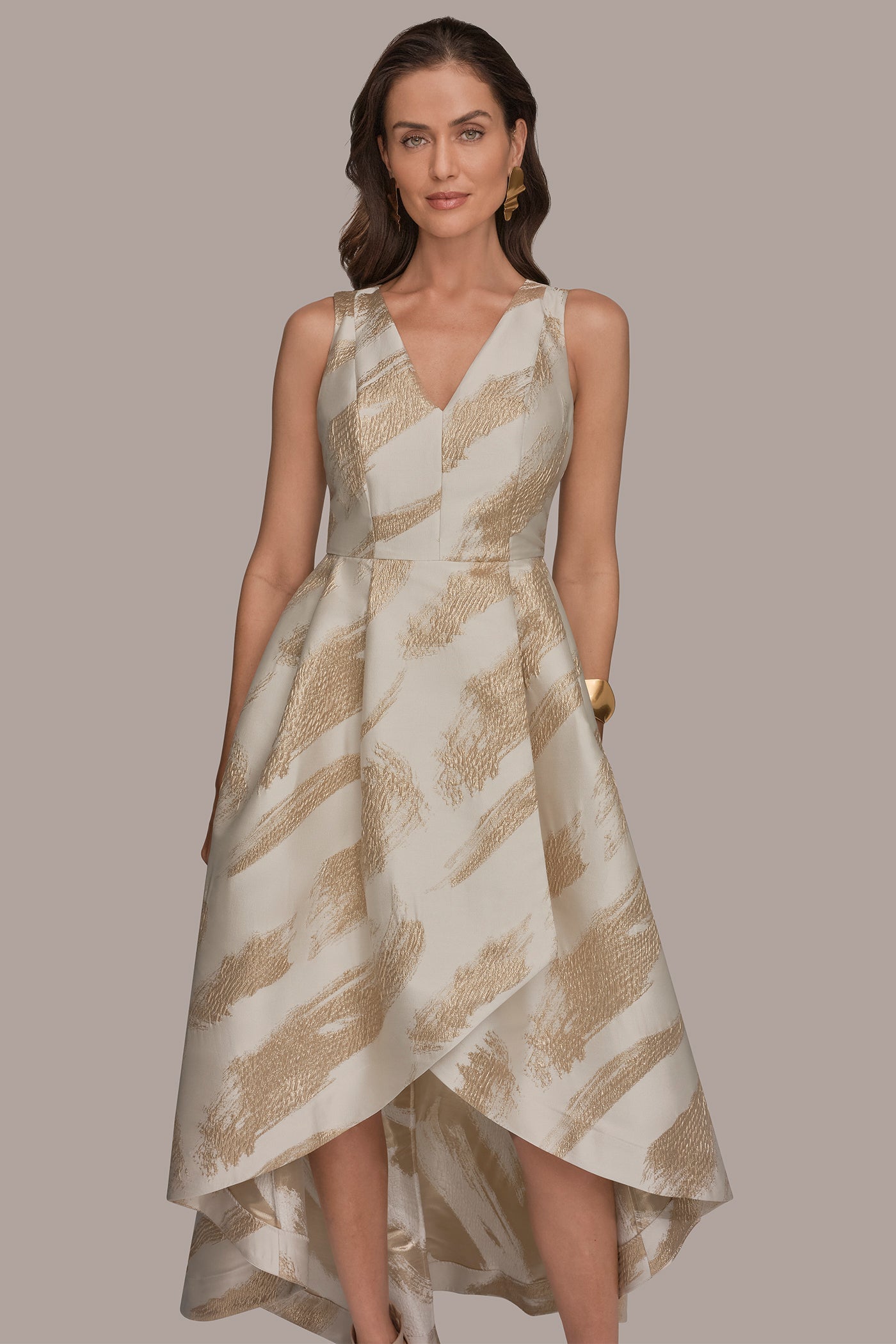 Donna Karan | BRUSHSTROKE JACQUARD HIGH-LOW BALL GOWN