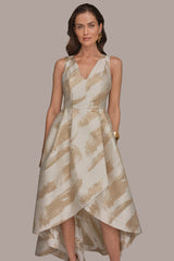 Donna Karan | BRUSHSTROKE JACQUARD HIGH-LOW BALL GOWN