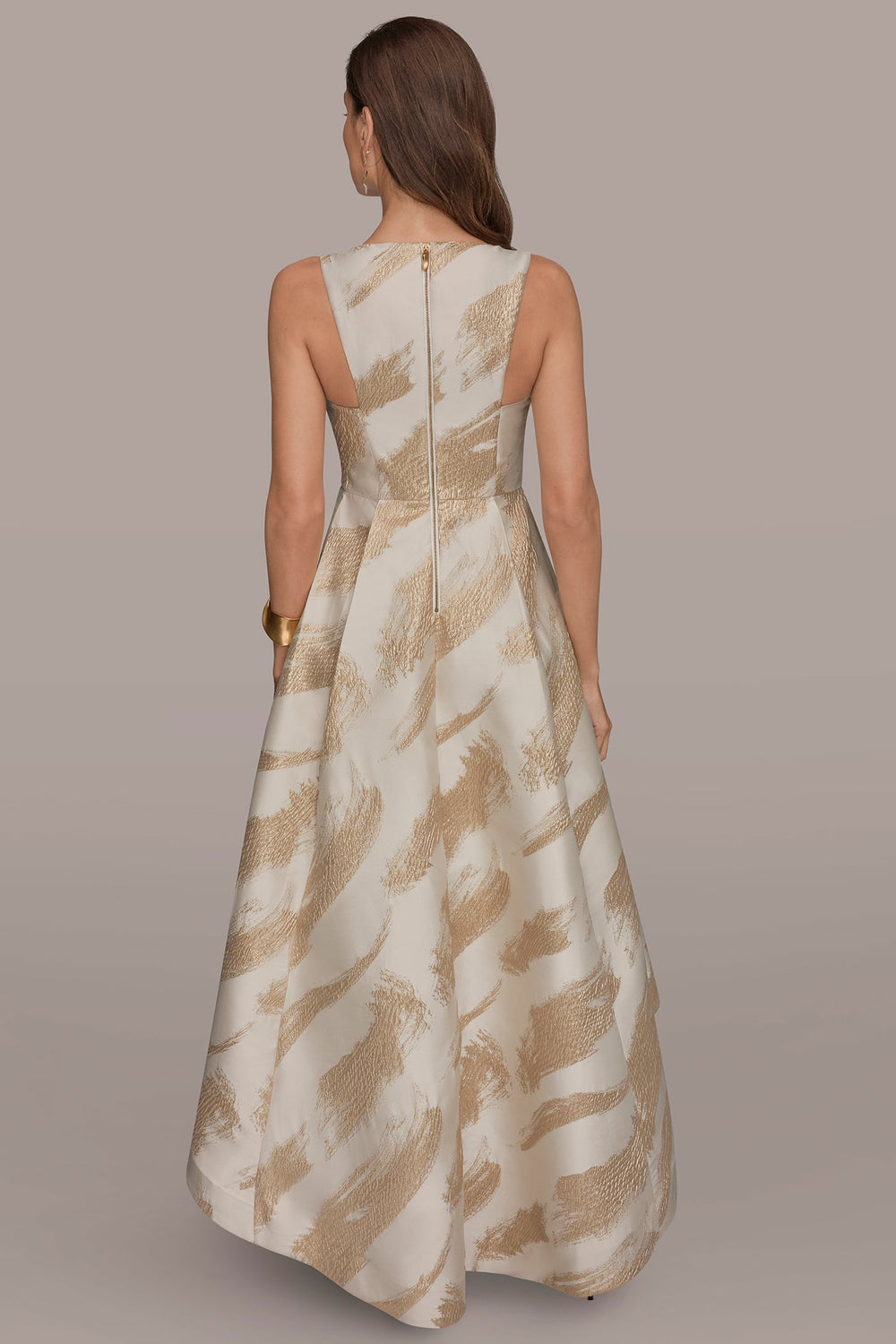 Donna Karan | BRUSHSTROKE JACQUARD HIGH-LOW BALL GOWN