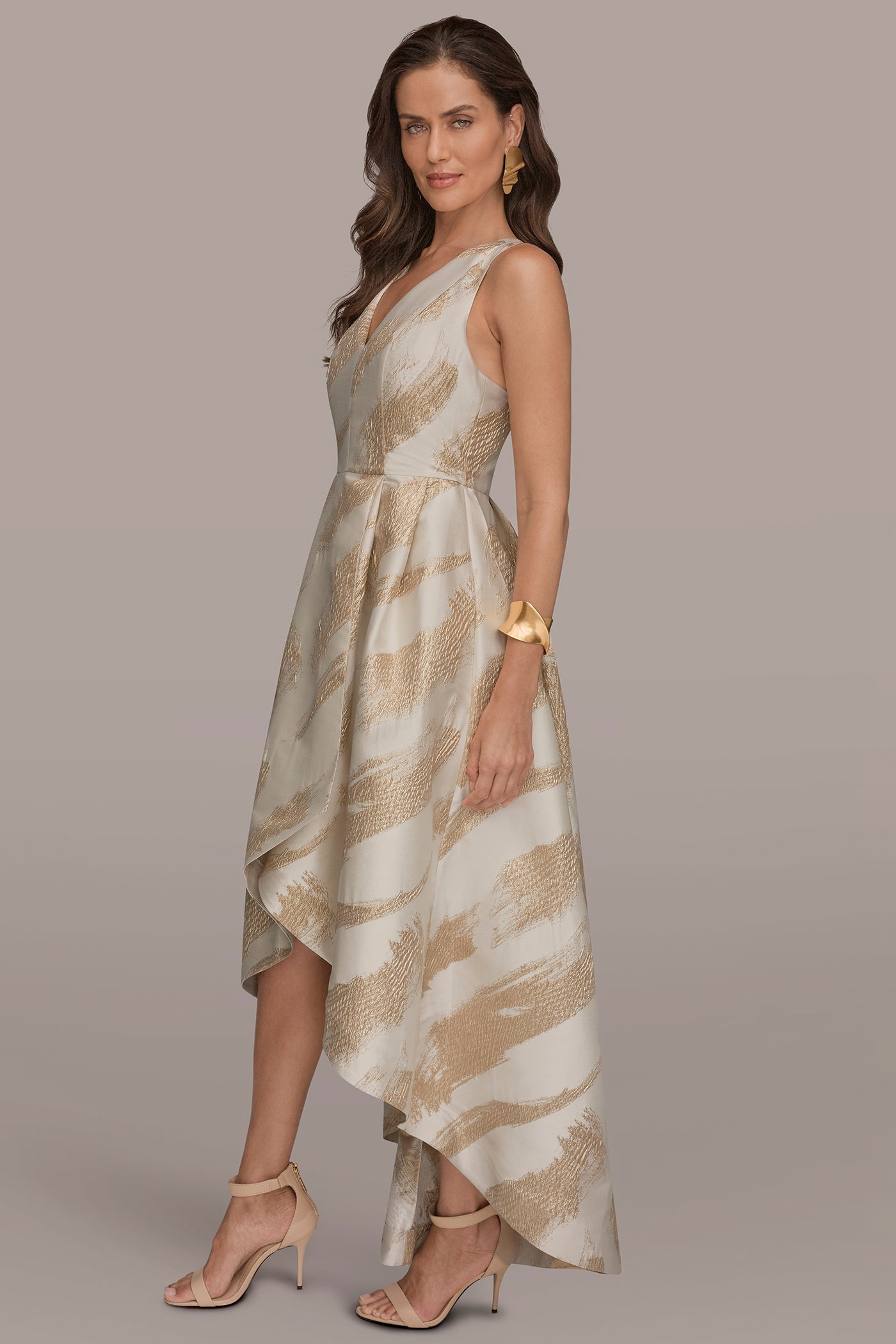 Donna Karan | BRUSHSTROKE JACQUARD HIGH-LOW BALL GOWN