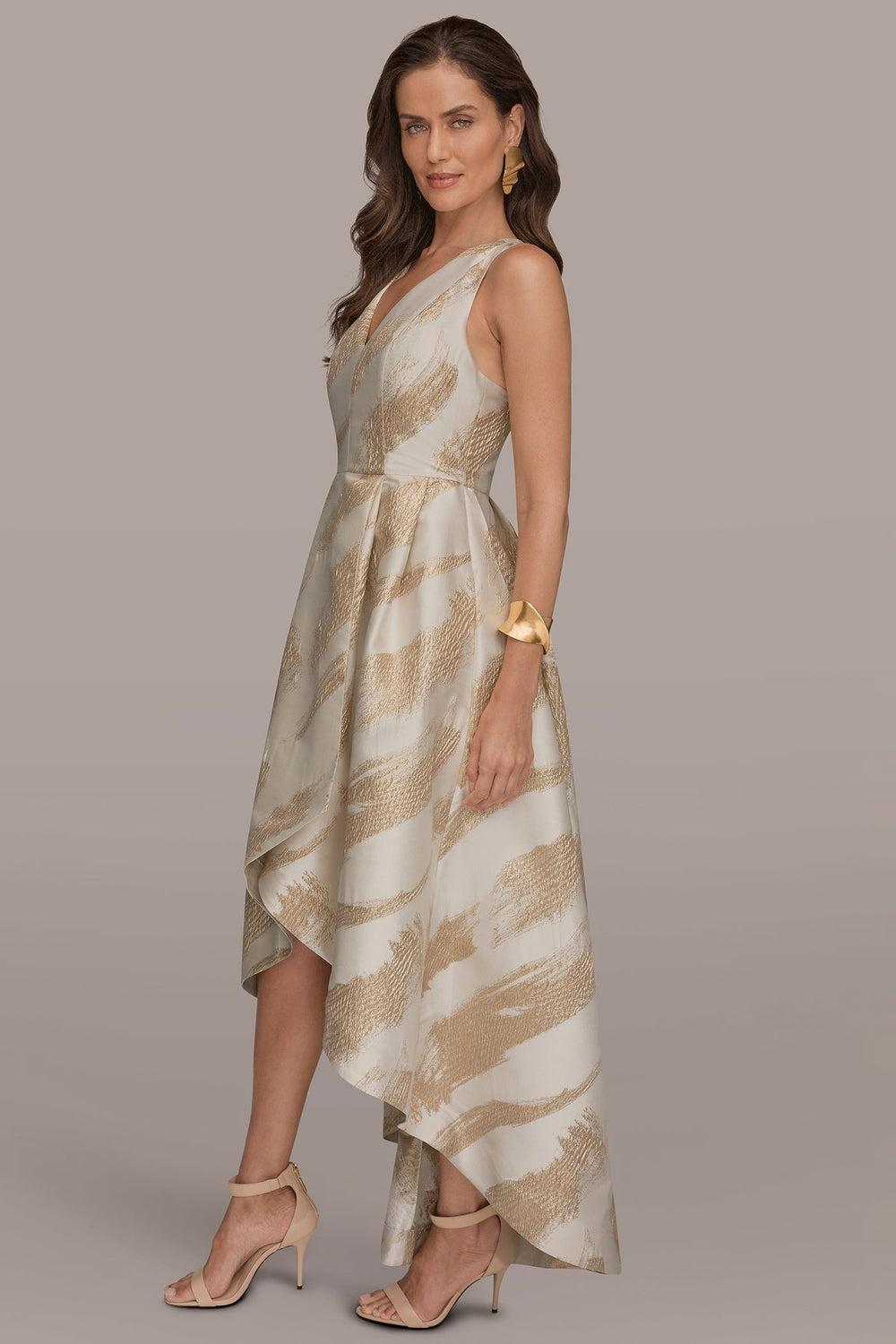 Donna Karan | BRUSHSTROKE JACQUARD HIGH-LOW BALL GOWN