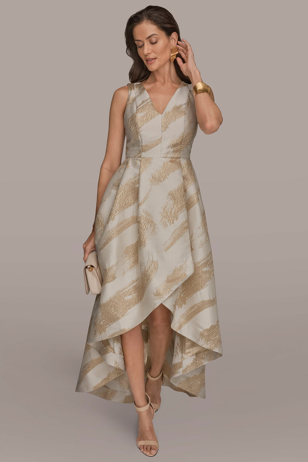 Donna Karan | BRUSHSTROKE JACQUARD HIGH-LOW BALL GOWN