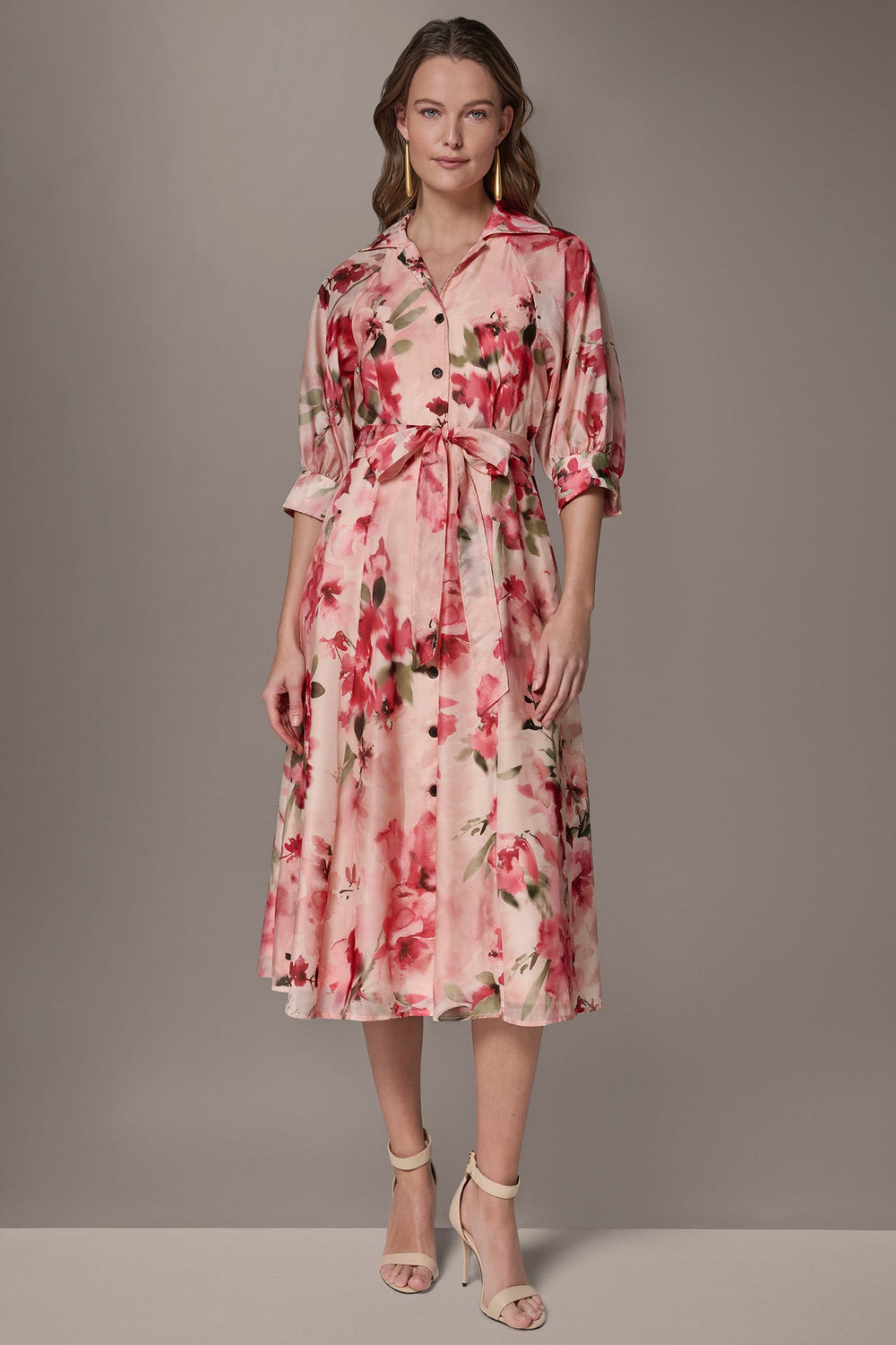 Donna Karan | ORGANZA FLORAL MIDI SHIRT DRESS