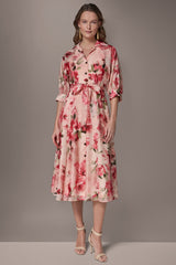 Donna Karan | ORGANZA FLORAL MIDI SHIRT DRESS