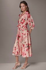 Donna Karan | ORGANZA FLORAL MIDI SHIRT DRESS