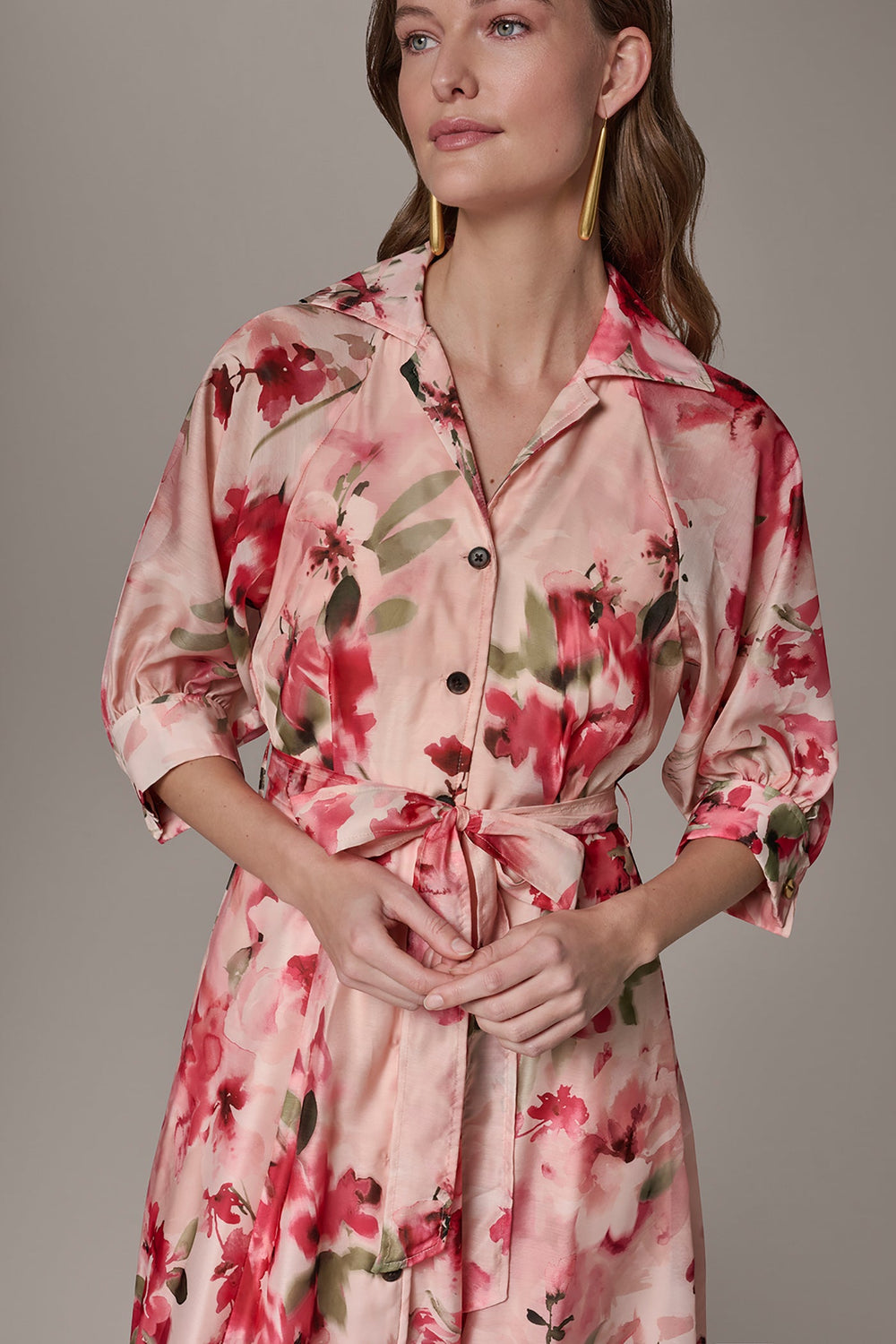 Donna Karan | ORGANZA FLORAL MIDI SHIRT DRESS