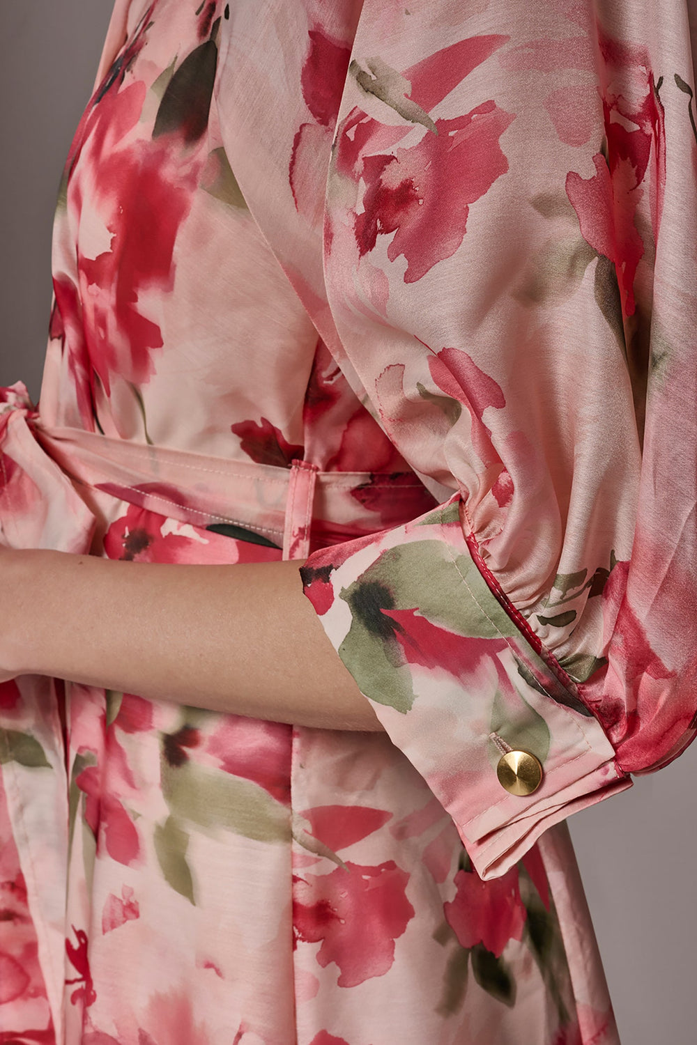 Donna Karan | ORGANZA FLORAL MIDI SHIRT DRESS