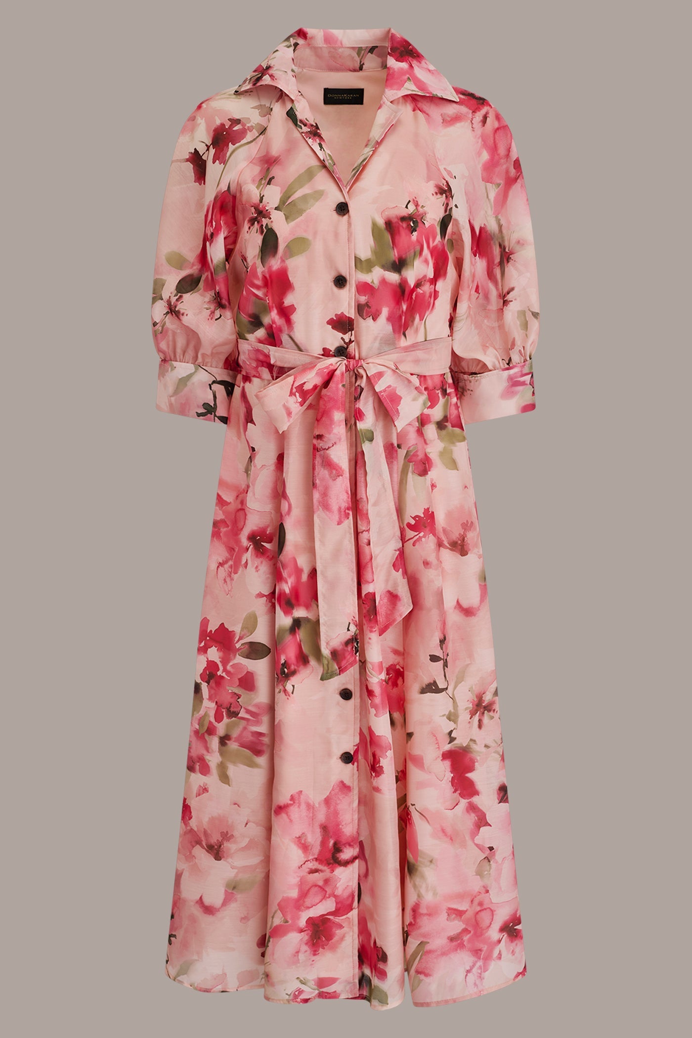 Donna Karan | ORGANZA FLORAL MIDI SHIRT DRESS