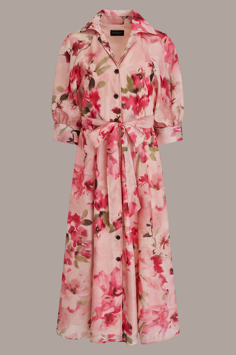 Donna Karan | ORGANZA FLORAL MIDI SHIRT DRESS