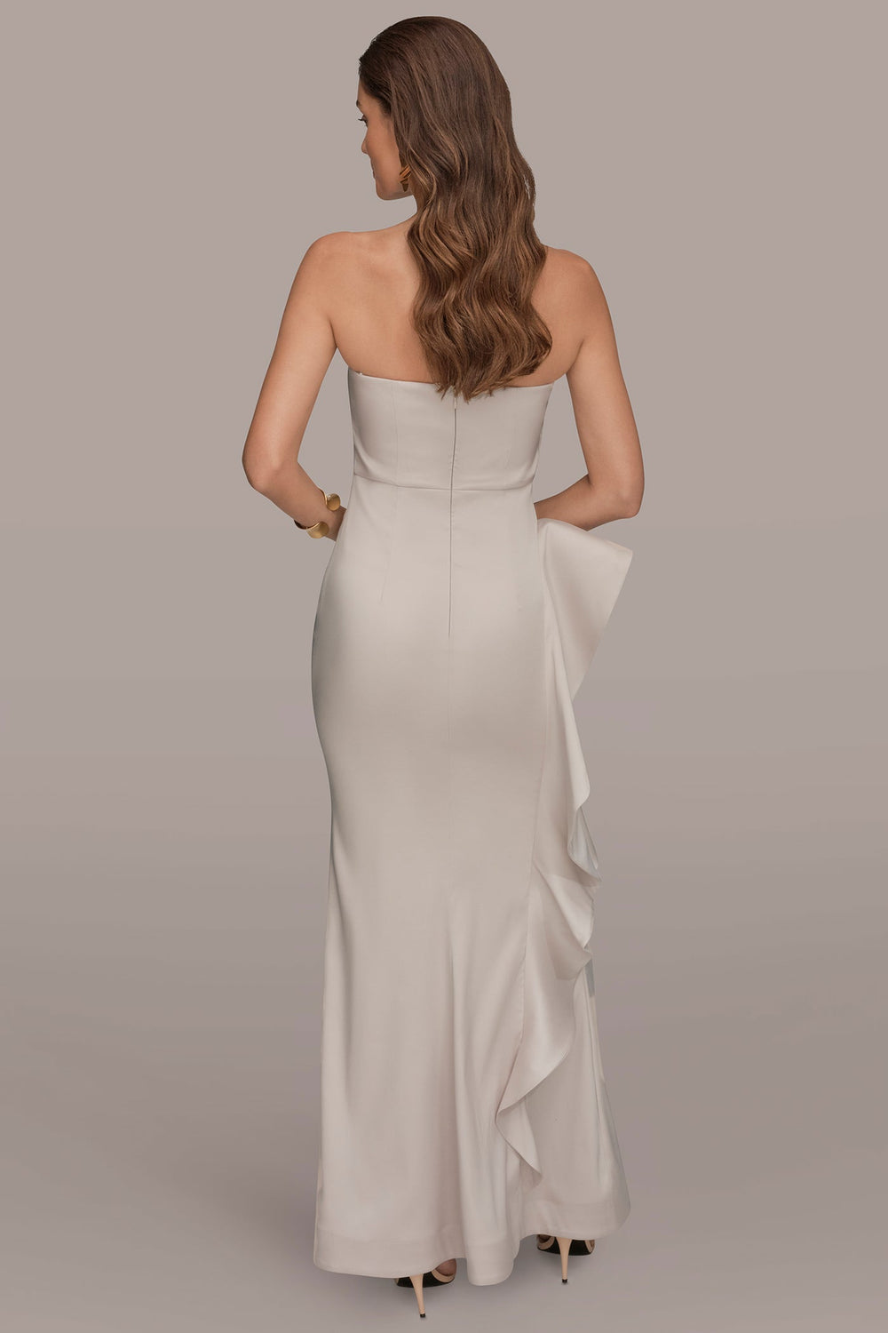 Donna Karan | TAFFETA STRAPLESS RUFFLE GOWN