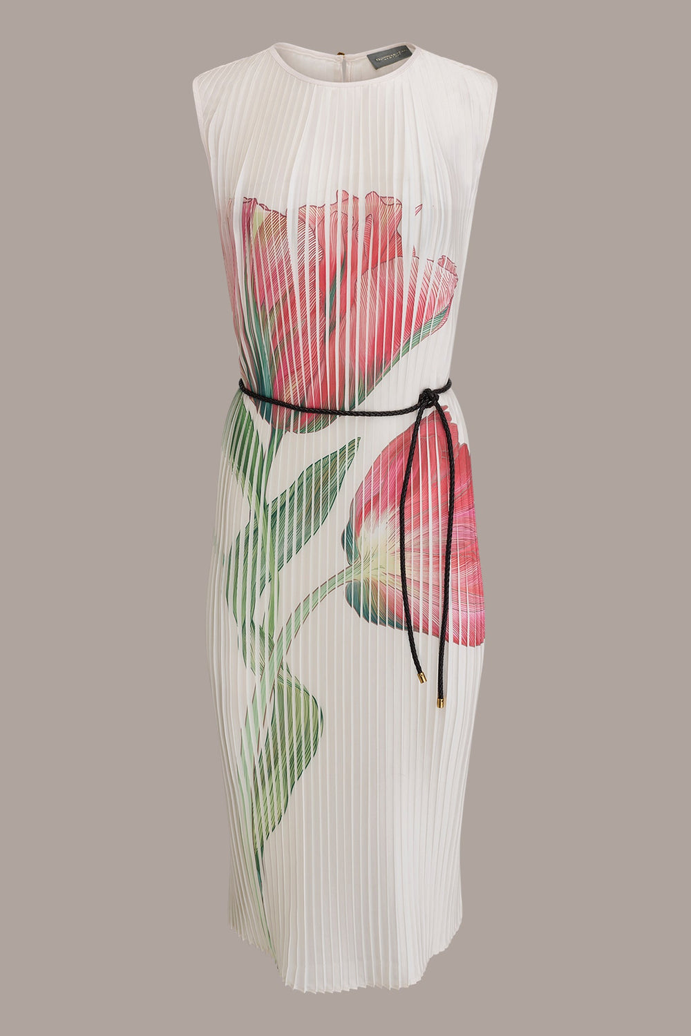 Donna Karan | FLORAL PLEATED MIDI A-LINE DRESS