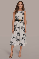 Donna Karan | SLEEVELESS FLORAL A-LINE DRESS