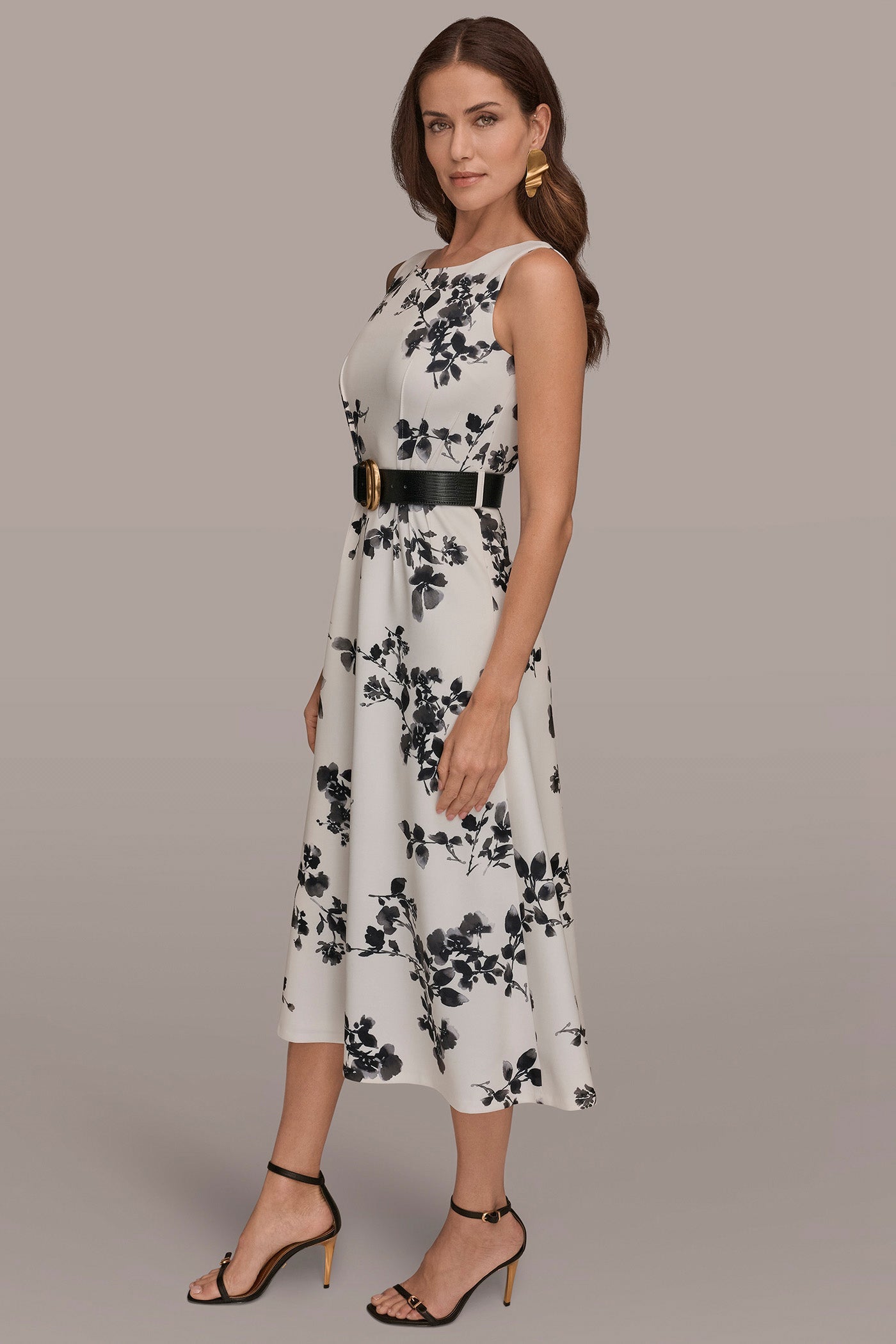 Donna Karan | SLEEVELESS FLORAL A-LINE DRESS