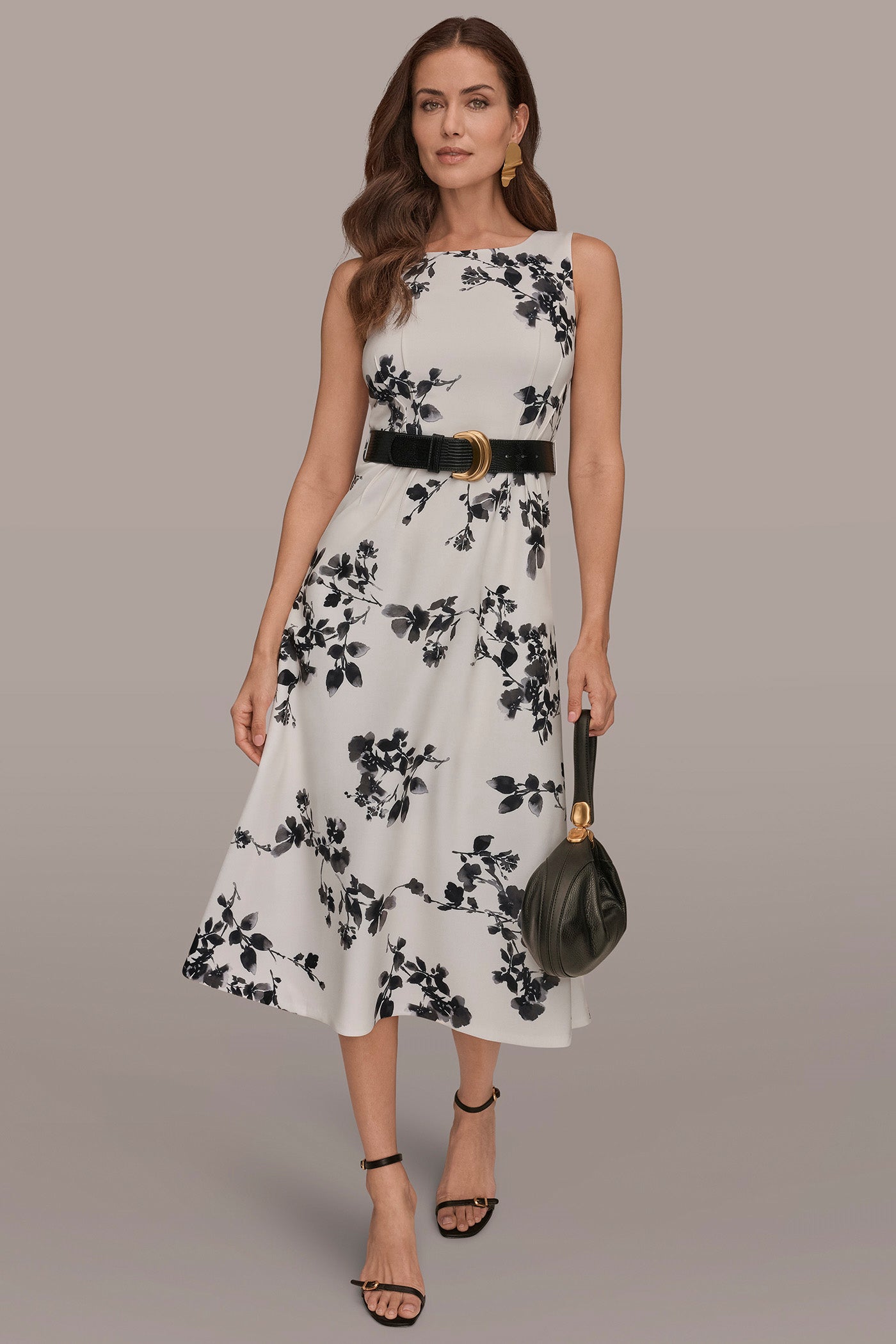 Donna Karan | SLEEVELESS FLORAL A-LINE DRESS