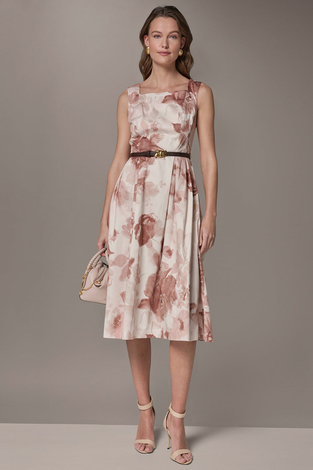 Donna Karan | COTTON-SATEEN FLORAL MIDI A-LINE DRESS