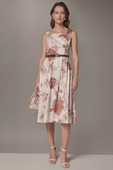 Donna Karan | COTTON-SATEEN FLORAL MIDI A-LINE DRESS