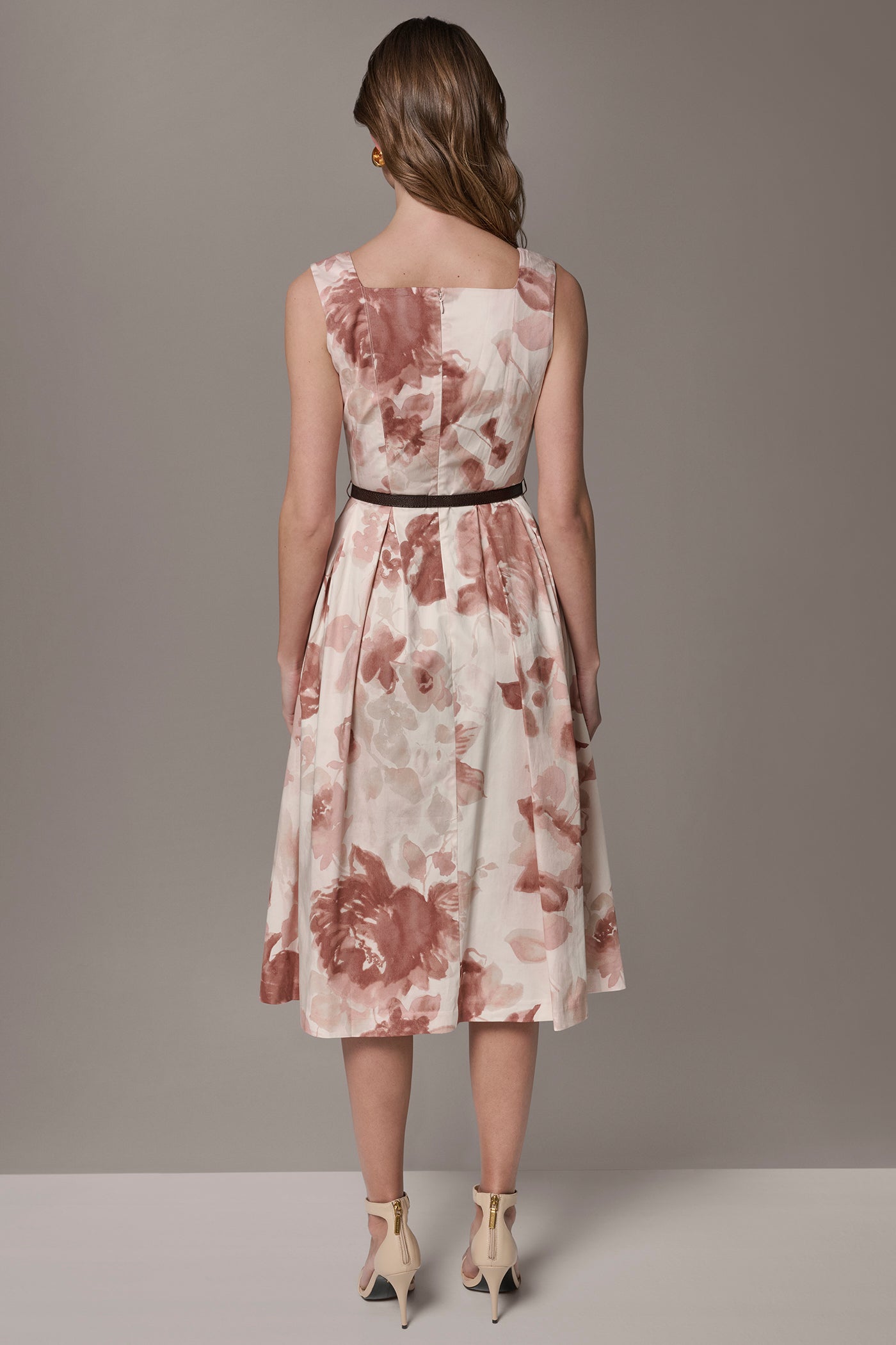 Donna Karan | COTTON-SATEEN FLORAL MIDI A-LINE DRESS