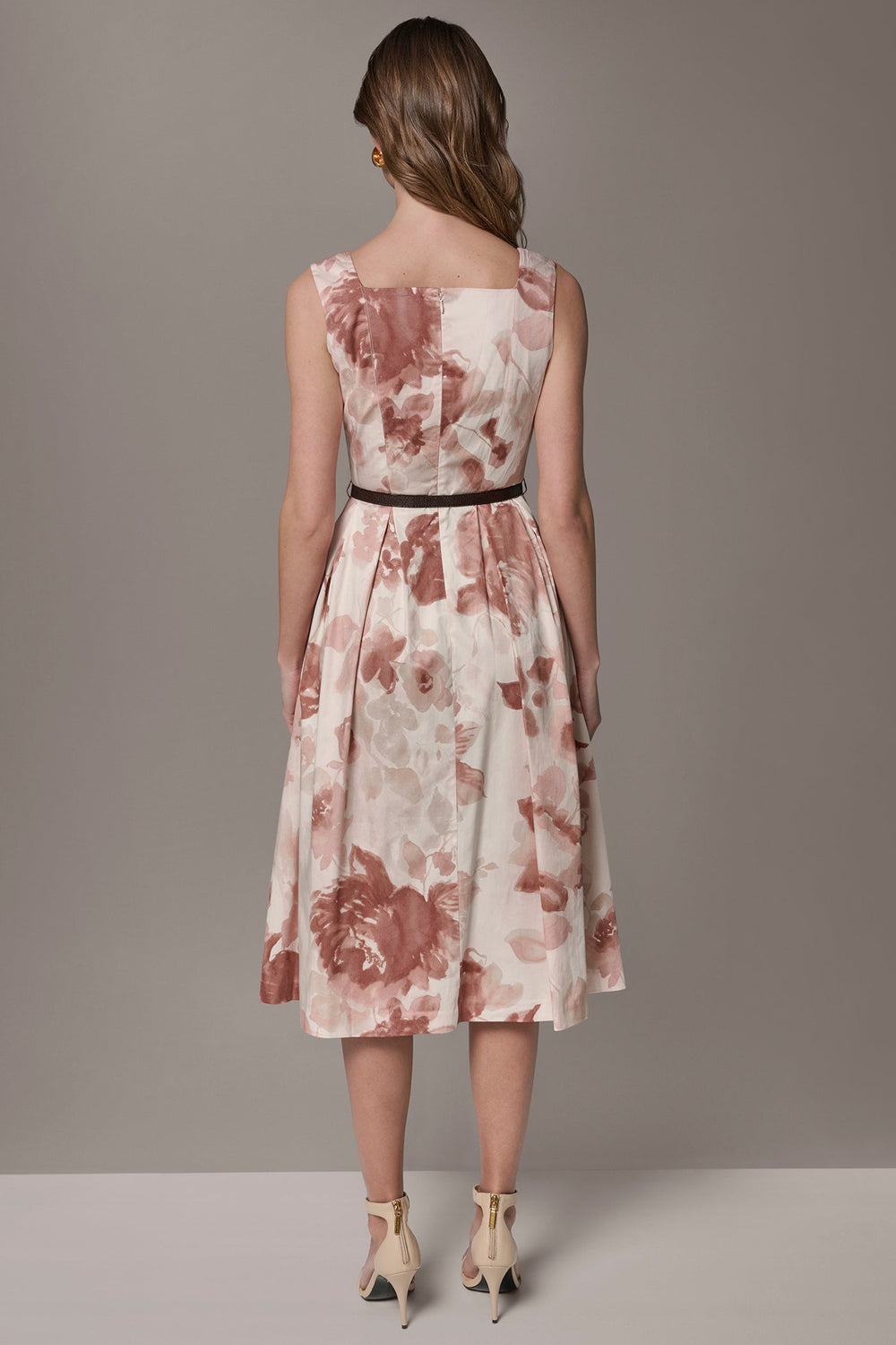 Donna Karan | COTTON-SATEEN FLORAL MIDI A-LINE DRESS