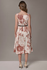 Donna Karan | COTTON-SATEEN FLORAL MIDI A-LINE DRESS