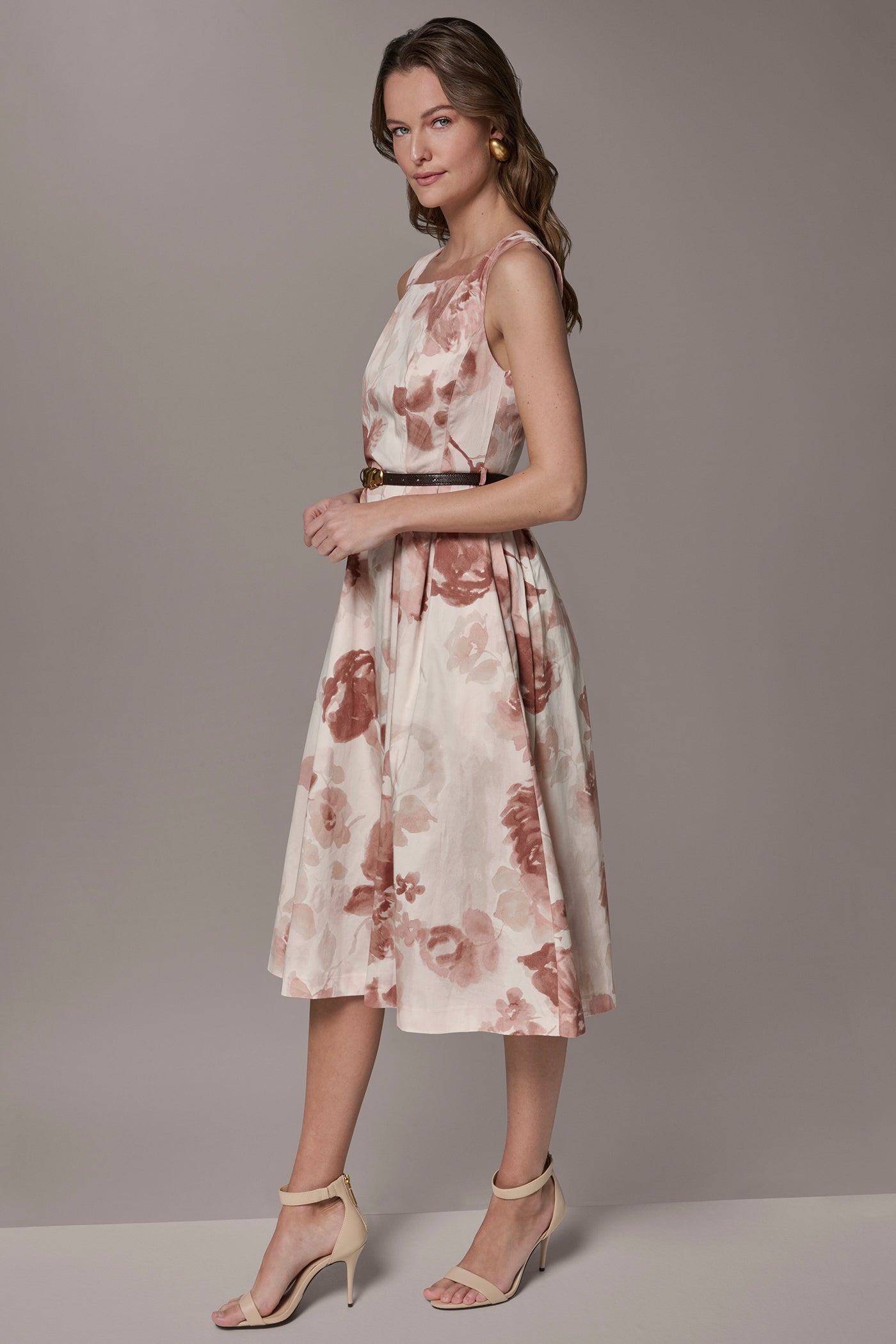 Donna Karan | COTTON-SATEEN FLORAL MIDI A-LINE DRESS