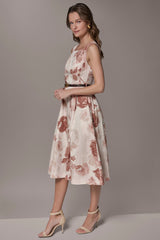 Donna Karan | COTTON-SATEEN FLORAL MIDI A-LINE DRESS