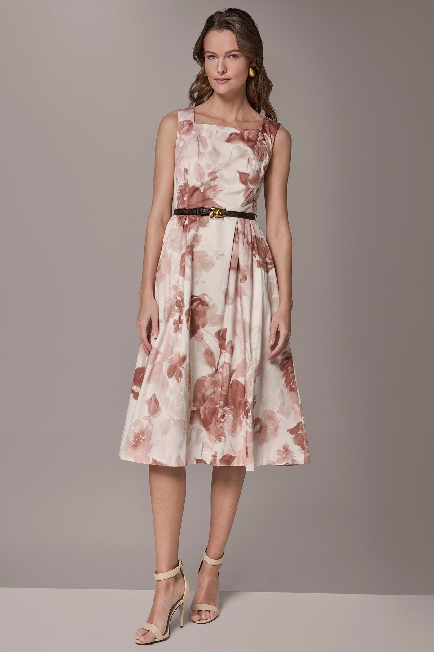 Donna Karan | COTTON-SATEEN FLORAL MIDI A-LINE DRESS