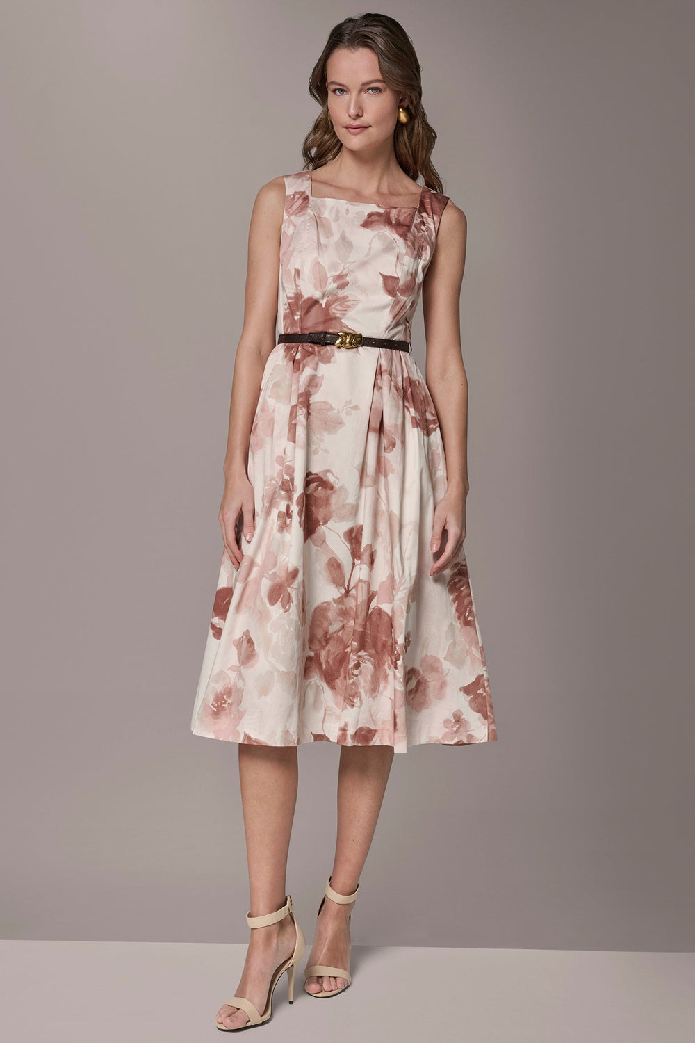 Donna Karan | COTTON-SATEEN FLORAL MIDI A-LINE DRESS