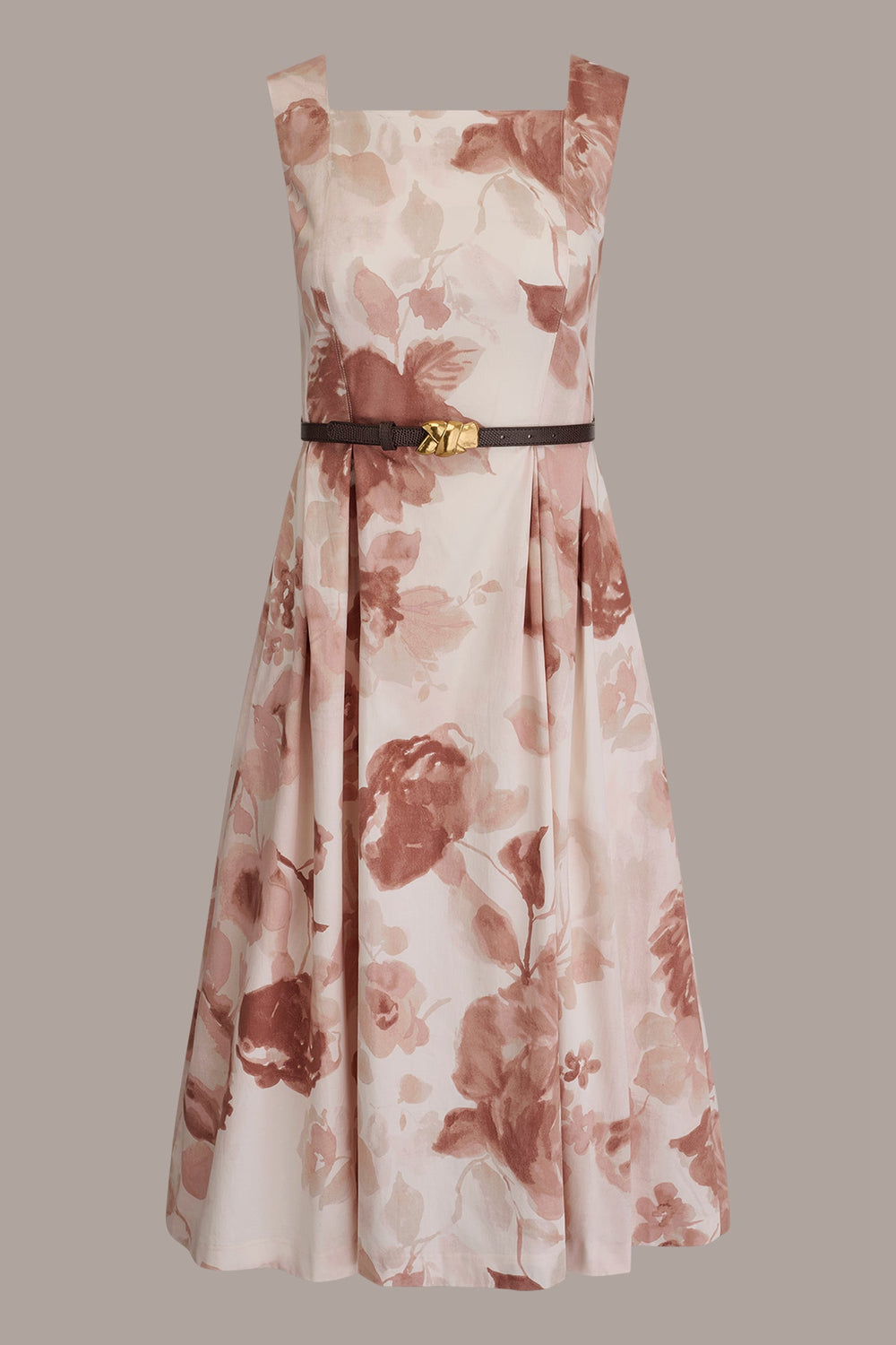 Donna Karan | COTTON-SATEEN FLORAL MIDI A-LINE DRESS