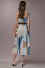 Donna Karan | STRETCH-COTTON SLEEVELESS PRINTED MIDI DRESS