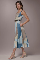 Donna Karan | STRETCH-COTTON SLEEVELESS PRINTED MIDI DRESS