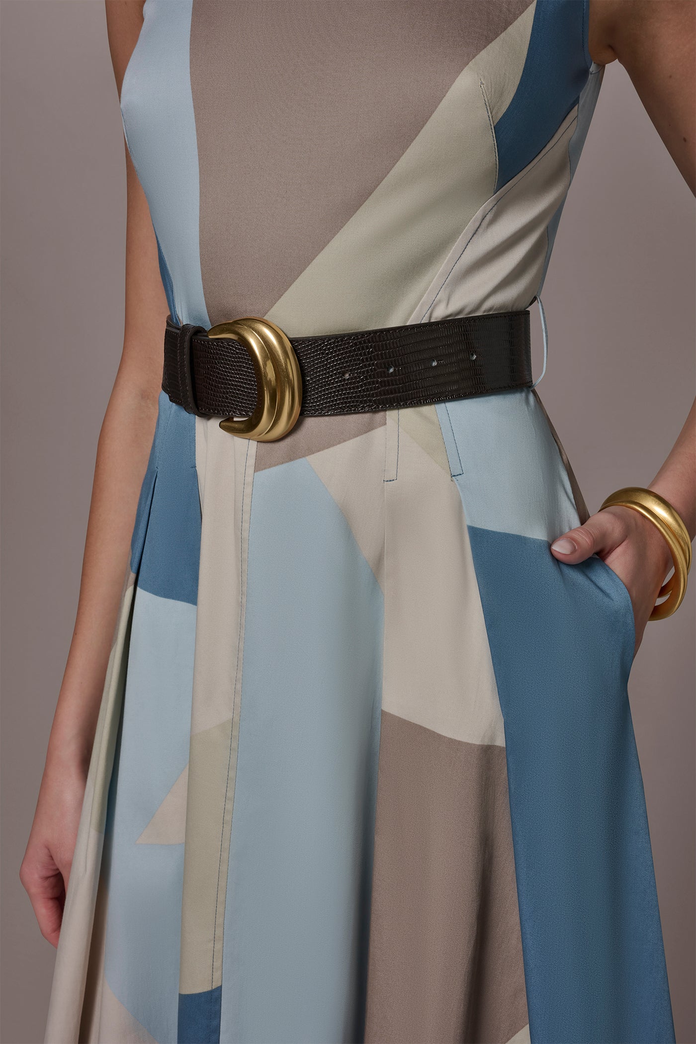 Donna Karan | STRETCH-COTTON SLEEVELESS PRINTED MIDI DRESS