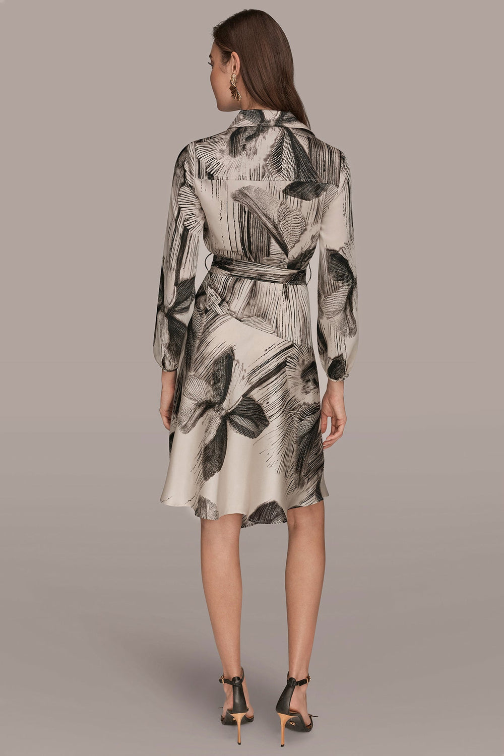 Donna Karan | FLORAL ASYMMETRIC MIDI A-LINE SHIRT DRESS