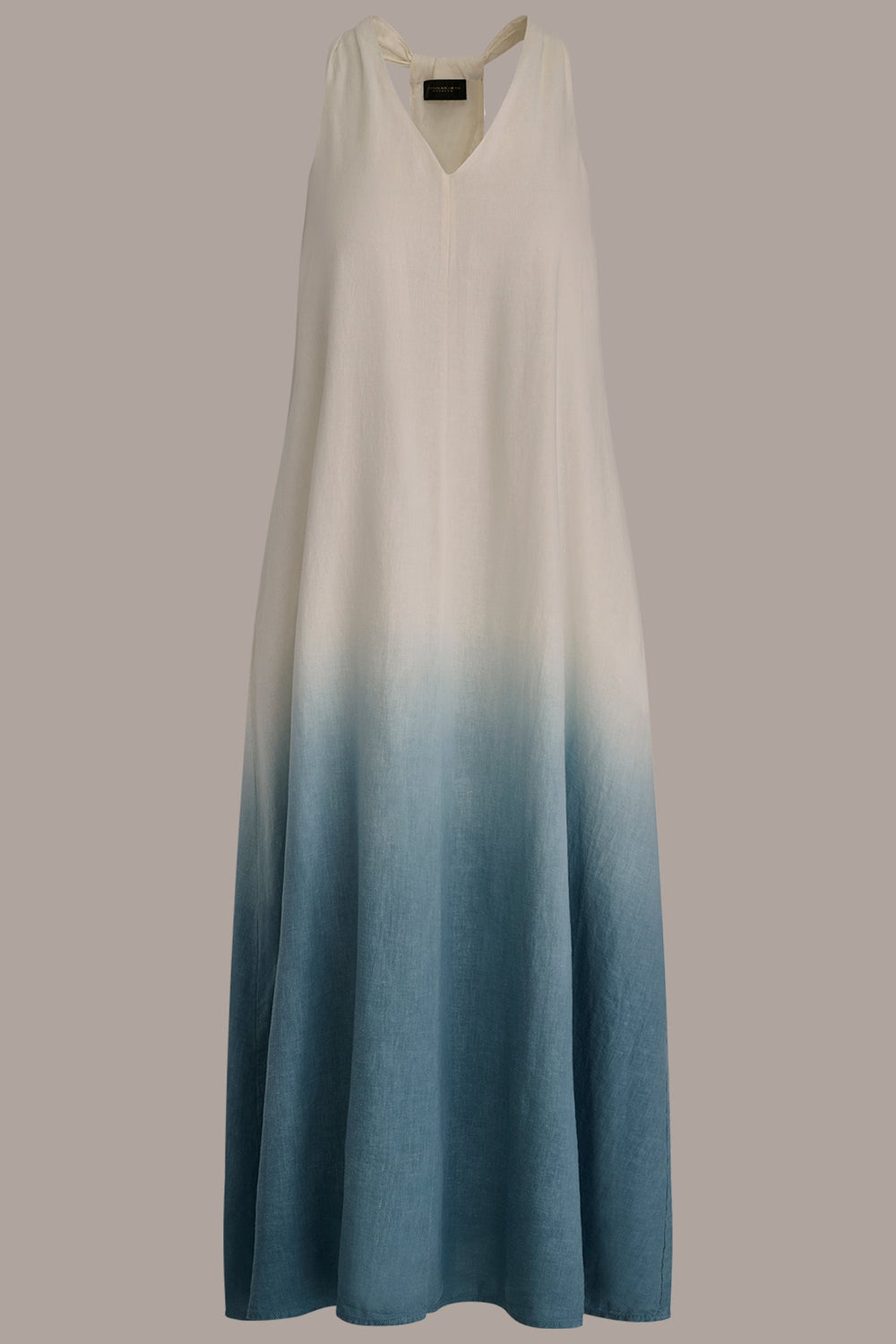 Donna Karan | LINEN-BLEND SLEEVELESS OMBRÉ TWIST-BACK MIDI HALTER DRESS