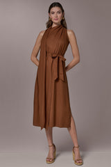 Donna Karan | SLEEVELESS SCARF MIDI A-LINE DRESS