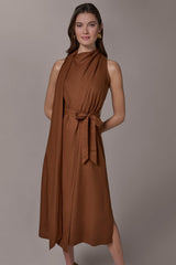 Donna Karan | SLEEVELESS SCARF MIDI A-LINE DRESS
