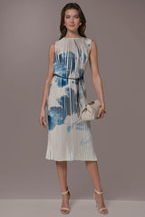 Donna Karan | PRINTED PLEATED MIDI DRESS