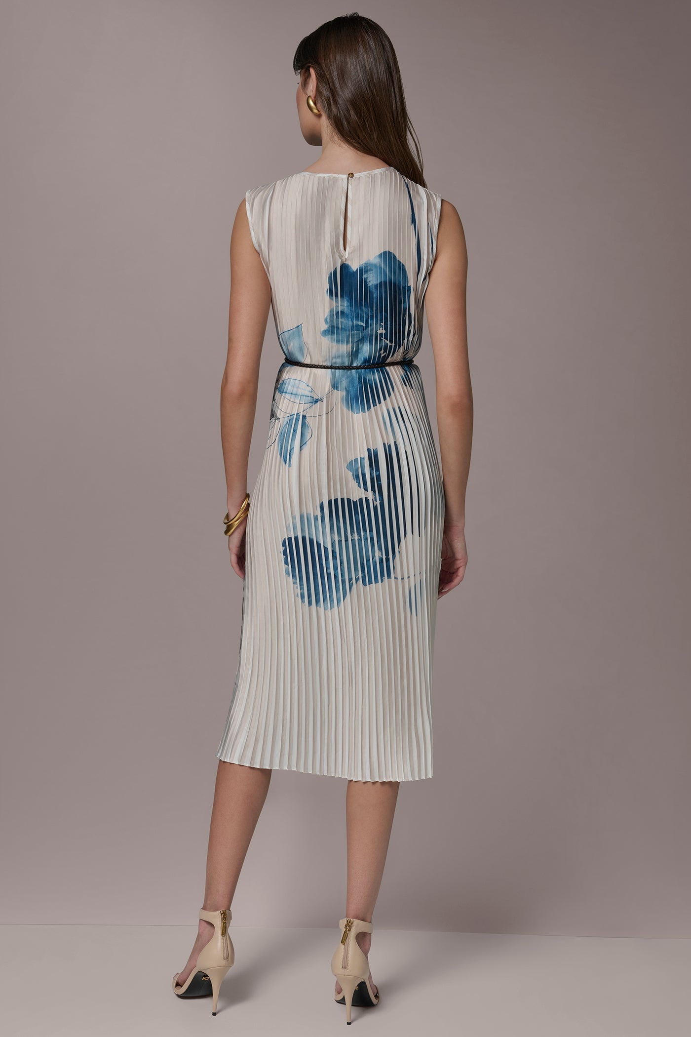 Donna Karan | PRINTED PLEATED MIDI DRESS