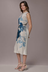 Donna Karan | PRINTED PLEATED MIDI DRESS