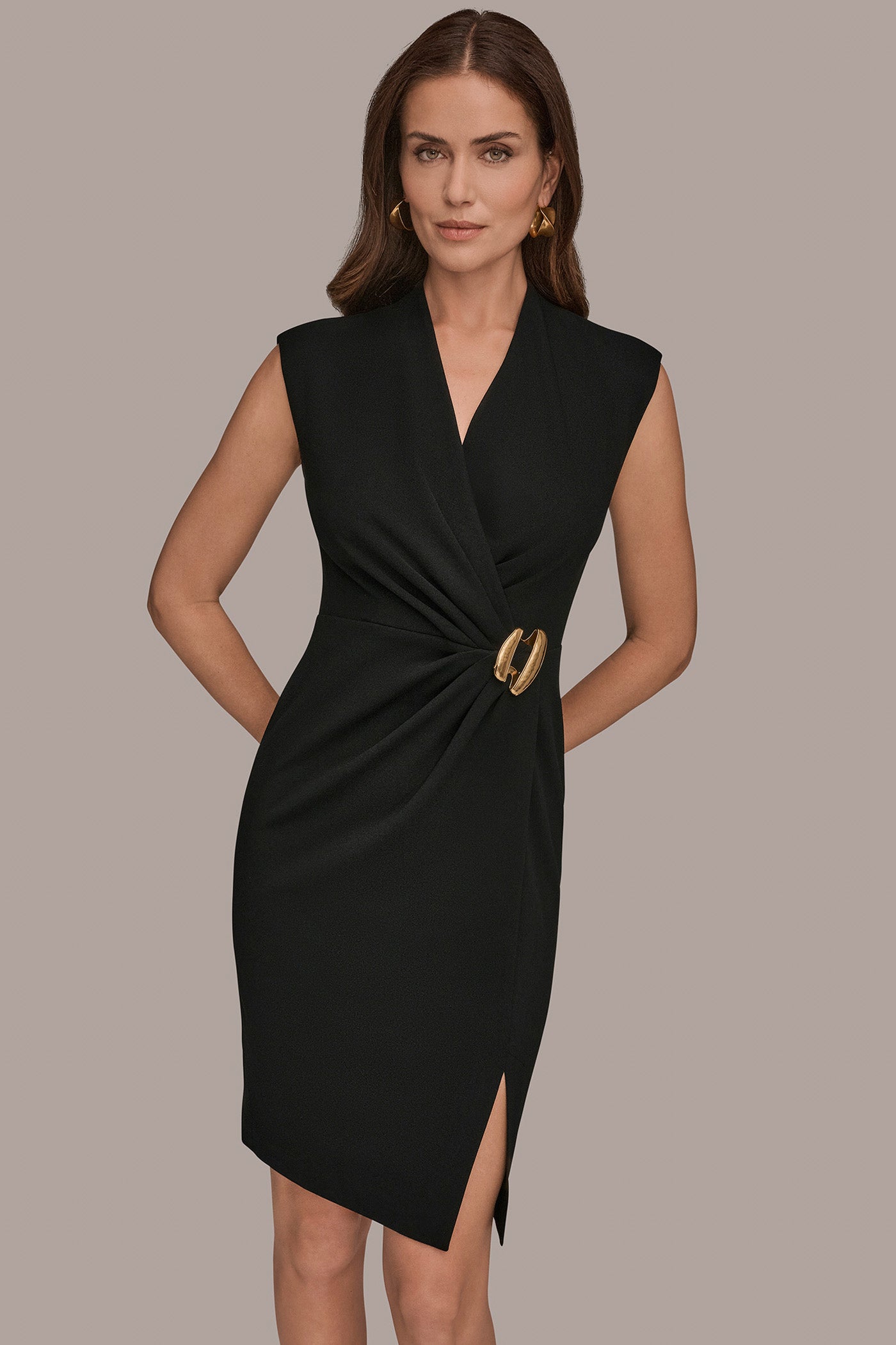 Donna Karan | SLEEVELESS WRAP SHEATH DRESS