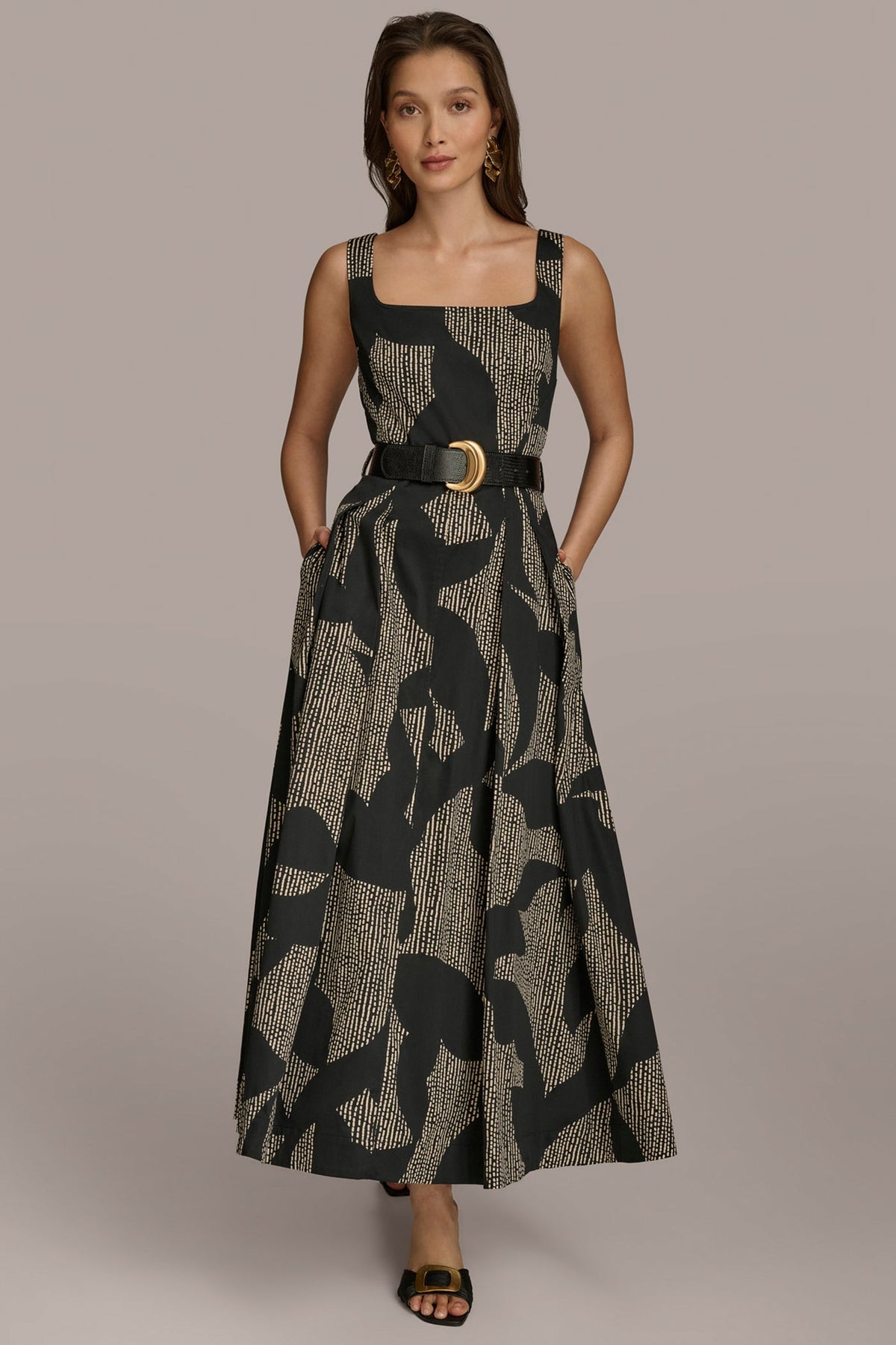 Donna Karan | COTTON SLEEVELESS FLORAL MIDI DRESS