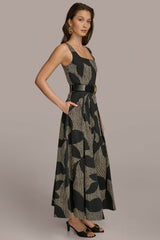 Donna Karan | COTTON SLEEVELESS FLORAL MIDI DRESS