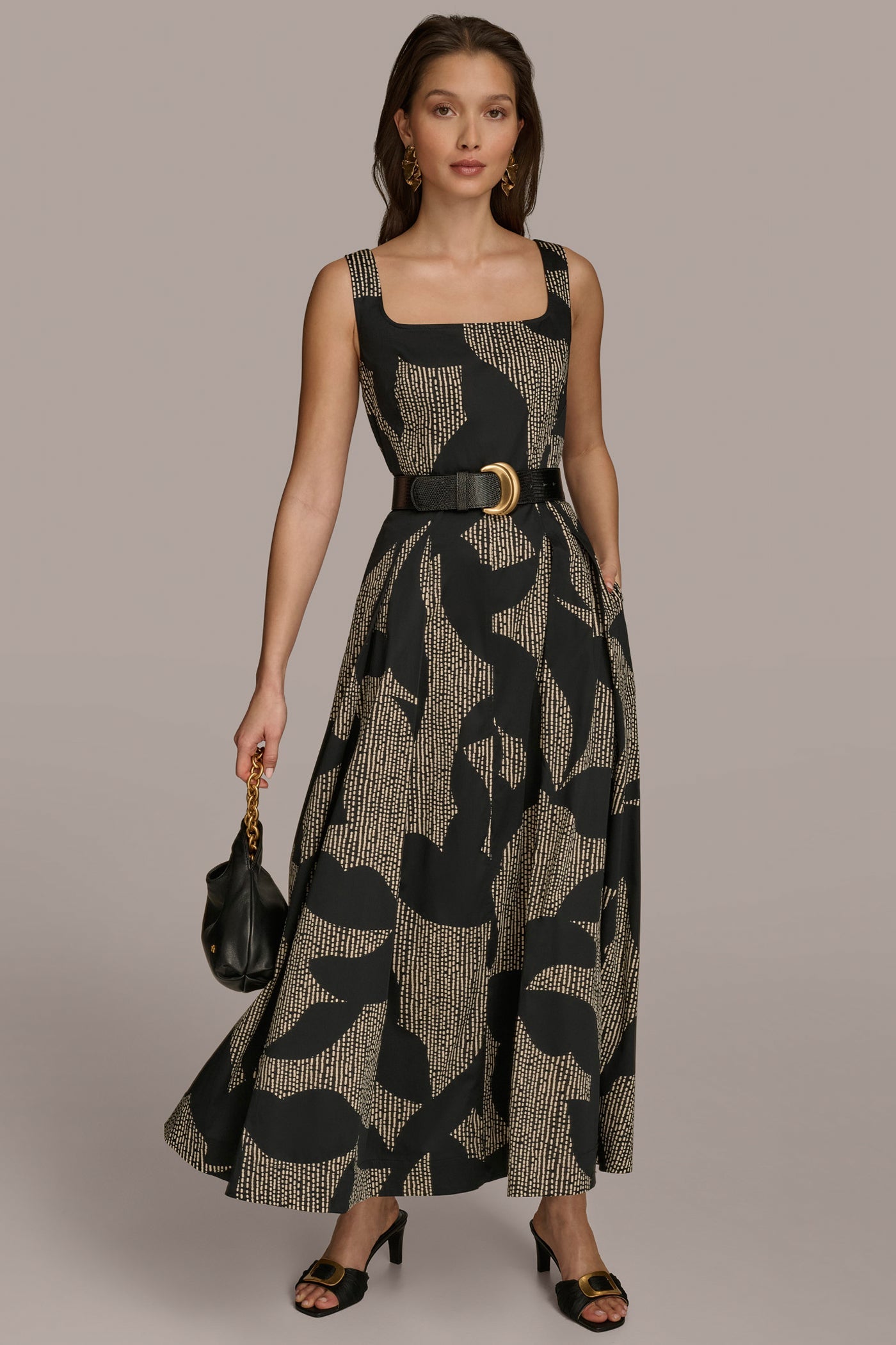 Donna Karan | COTTON SLEEVELESS FLORAL MIDI DRESS